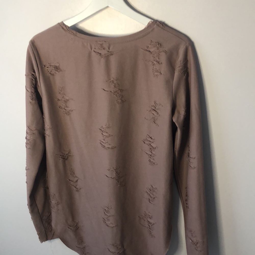 Brown long sleeve top, longer in the back - Picture 9 of 9